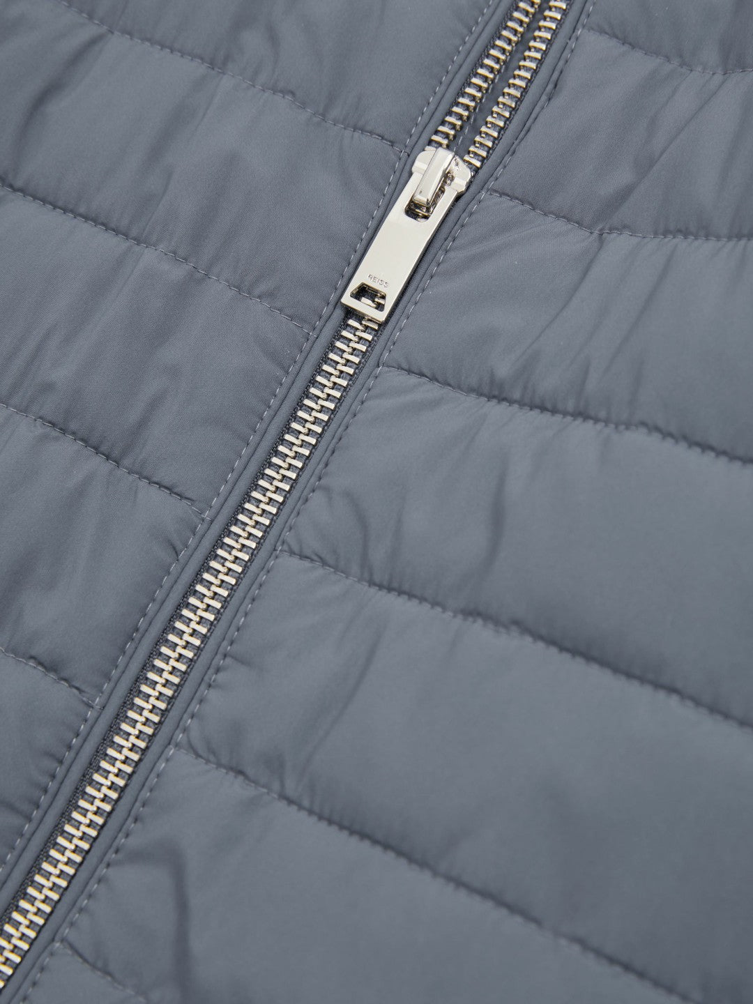 Reiss Hybrid Quilt and Knit Zip-Through Jacket in Airforce Blue