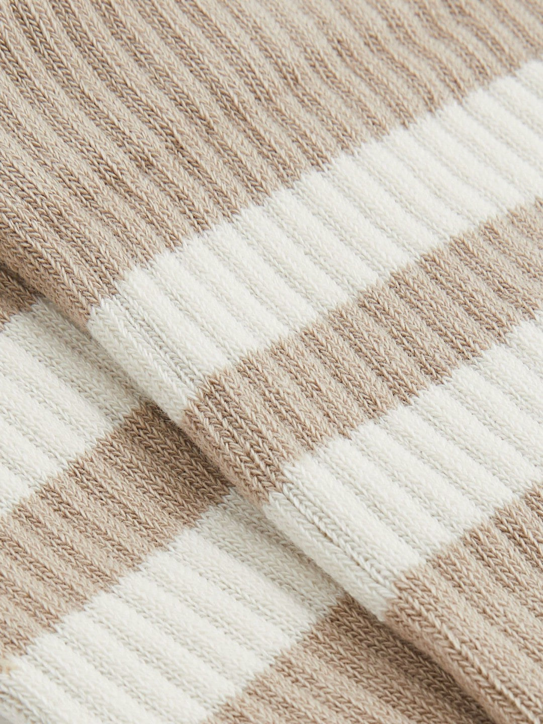 Reiss Cotton-Blend Double-Stripe Socks in Taupe/Ecru