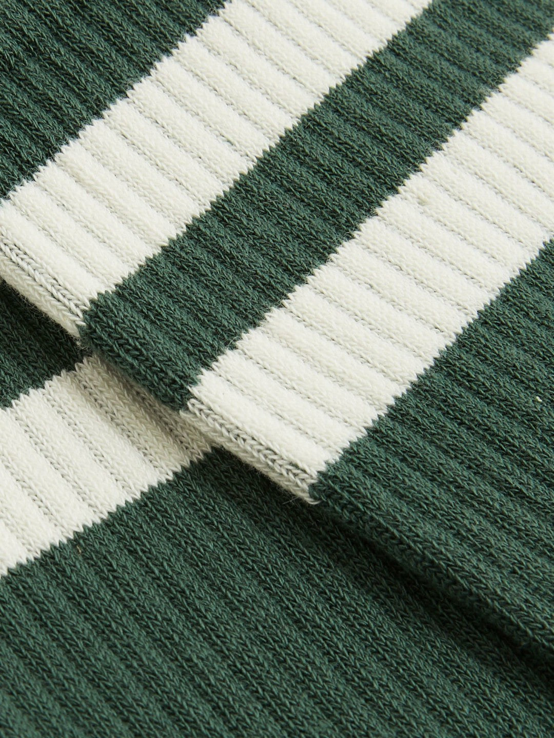 Reiss Cotton-Blend Double-Stripe Socks in Pine Green/Ecru
