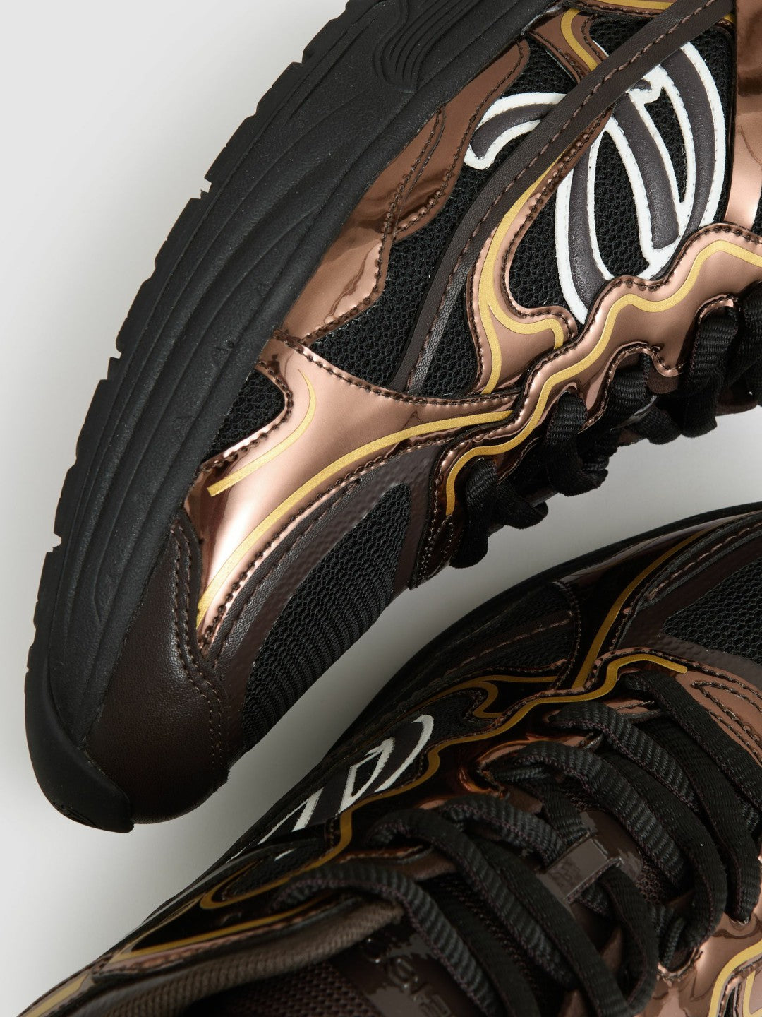 Reiss Overlay Logo Running Trainers in Electric Brown