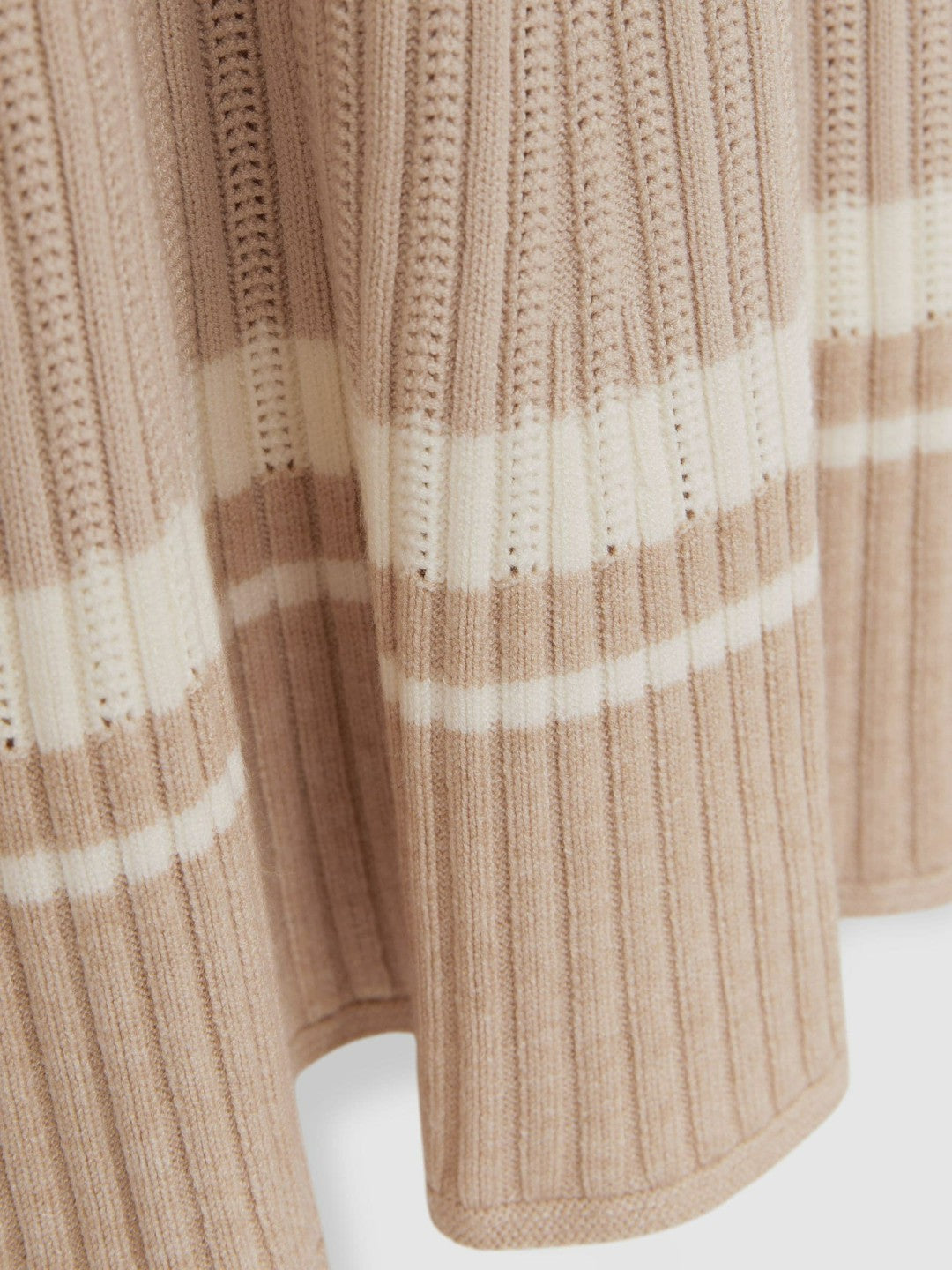 Reiss 13-14 yrs Rib-Knit Pointelle Flared Dress in Pale Pink