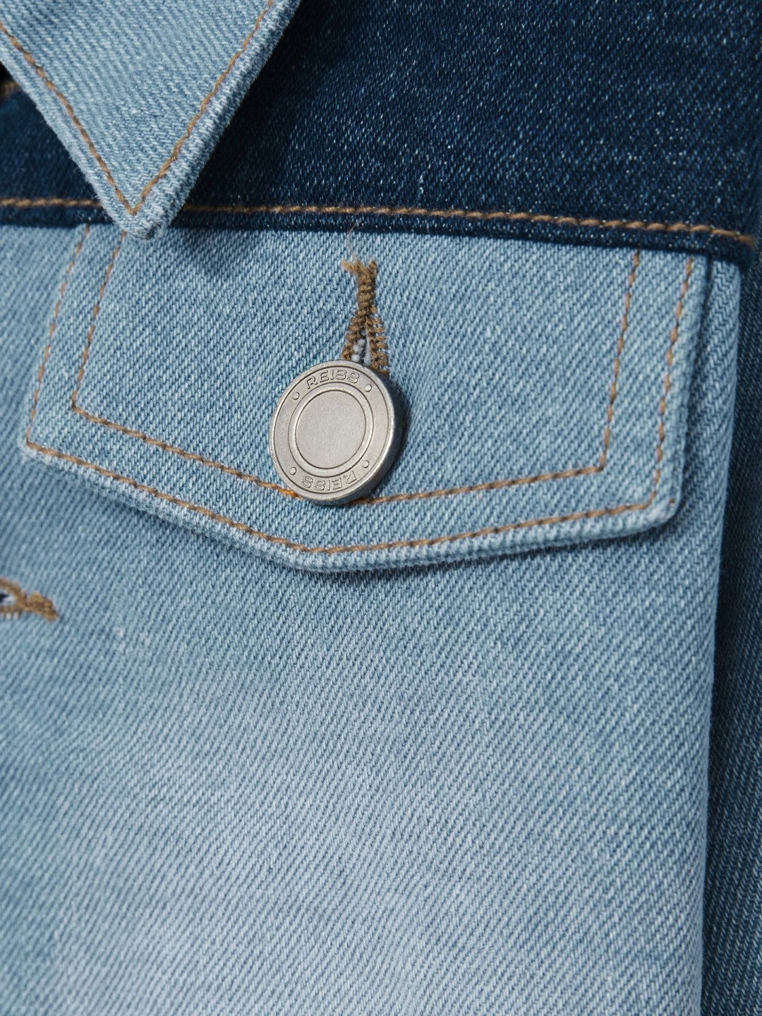 Reiss 13-14 yrs Patchwork Two-Tone Denim Jacket in Blue