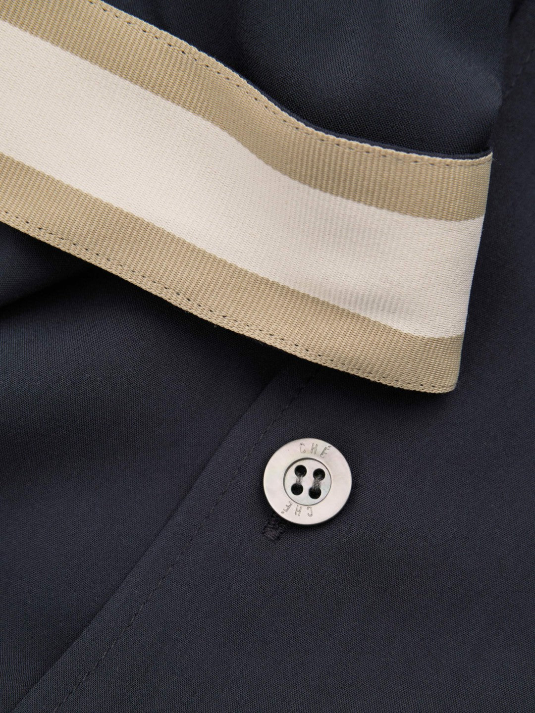 Reiss | Ché Cuff Detail Cuban Collar Shirt in Navy