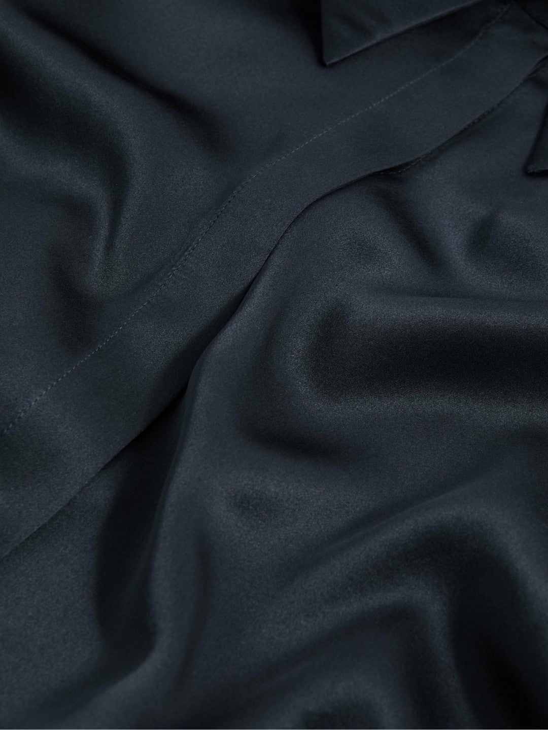 Reiss Silk Double-Cuff Button-Through Shirt in Navy