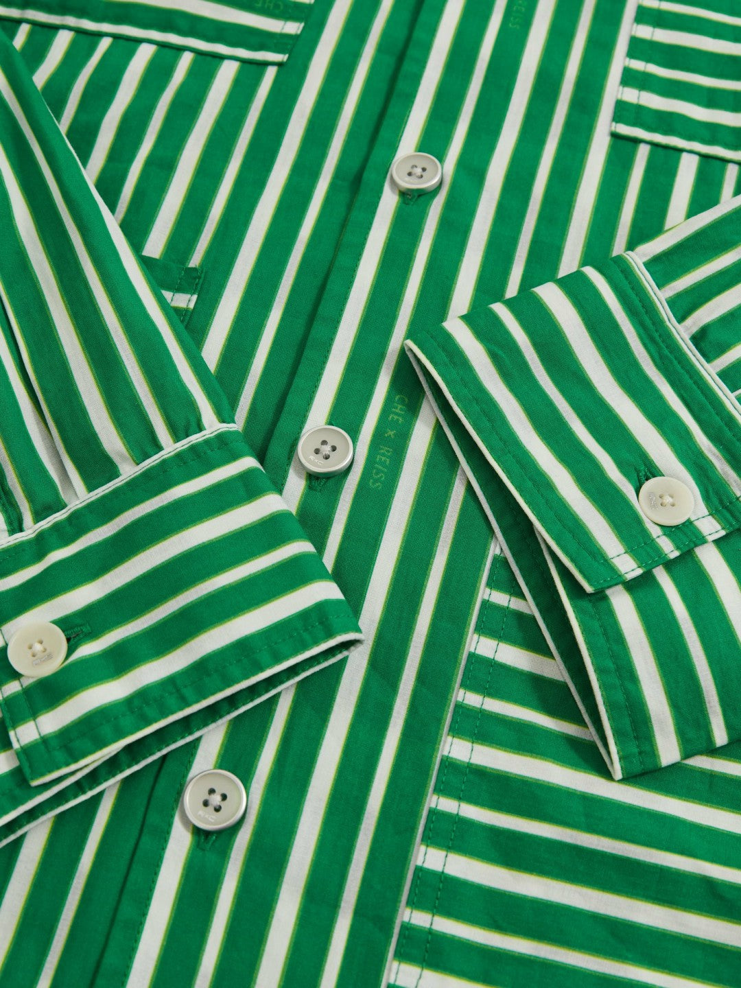 Reiss | Ché Poplin Stripe Pocket Shirt in Bright Green/White