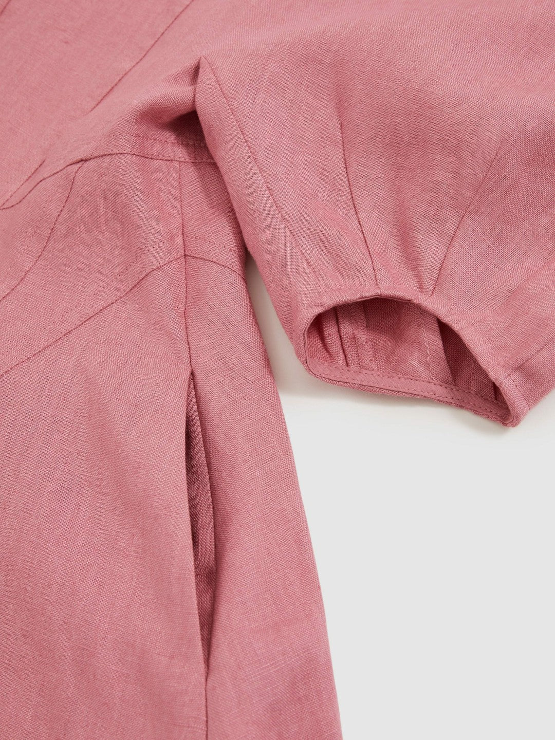 Reiss 9-13 yrs Linen Balloon-Sleeve Dress in Pink