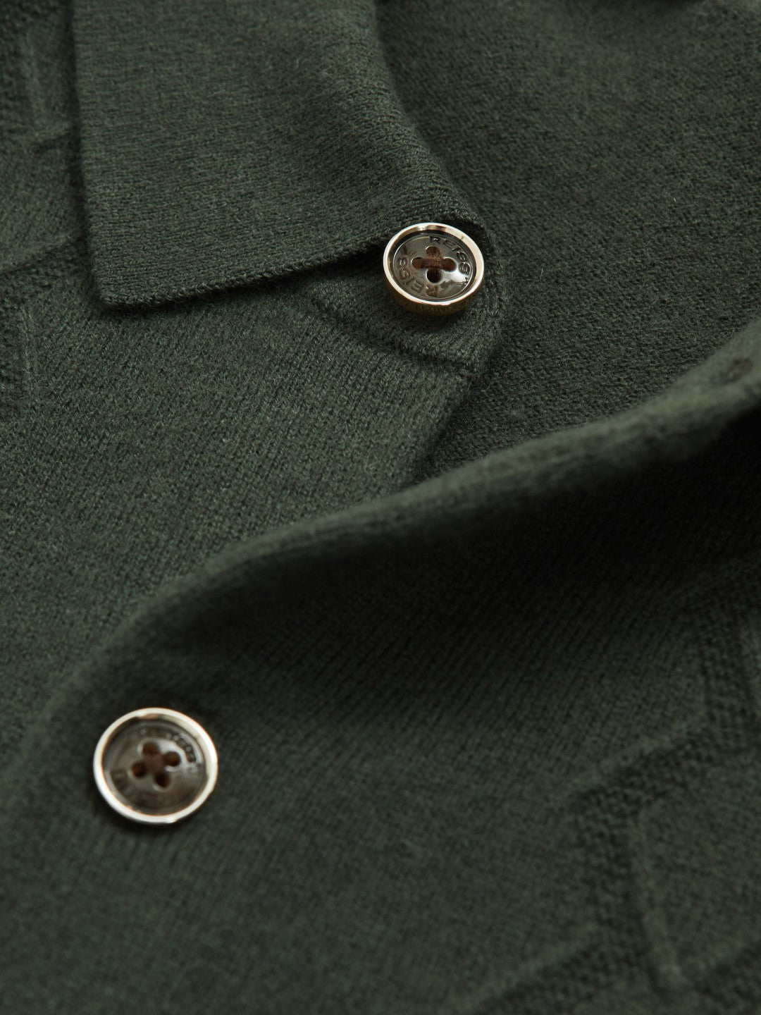 Reiss Wool V-Stitch Button-Through Cardigan in Forest Green