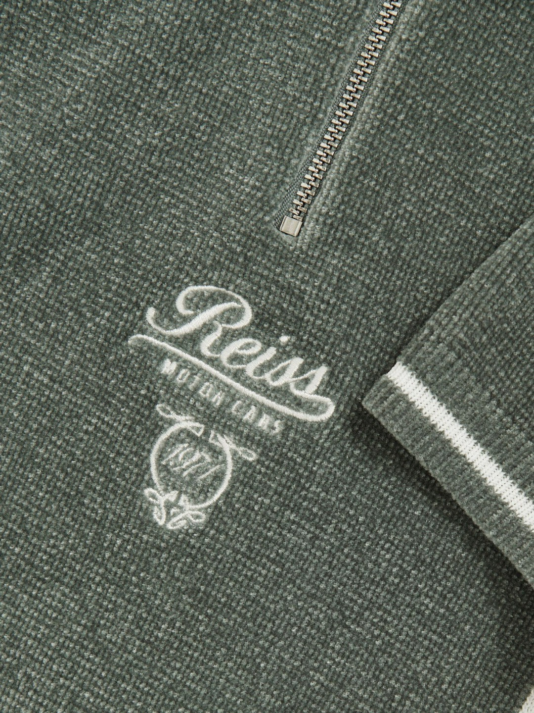 Reiss 3-9 yrs Chenille Tipped Motor Cars Polo Shirt in Dark Sage Green/White