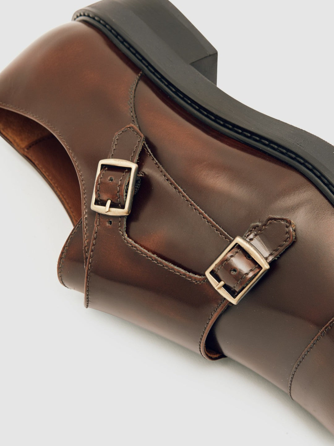 Reiss Leather Double-Strap Monk Shoes in Tan