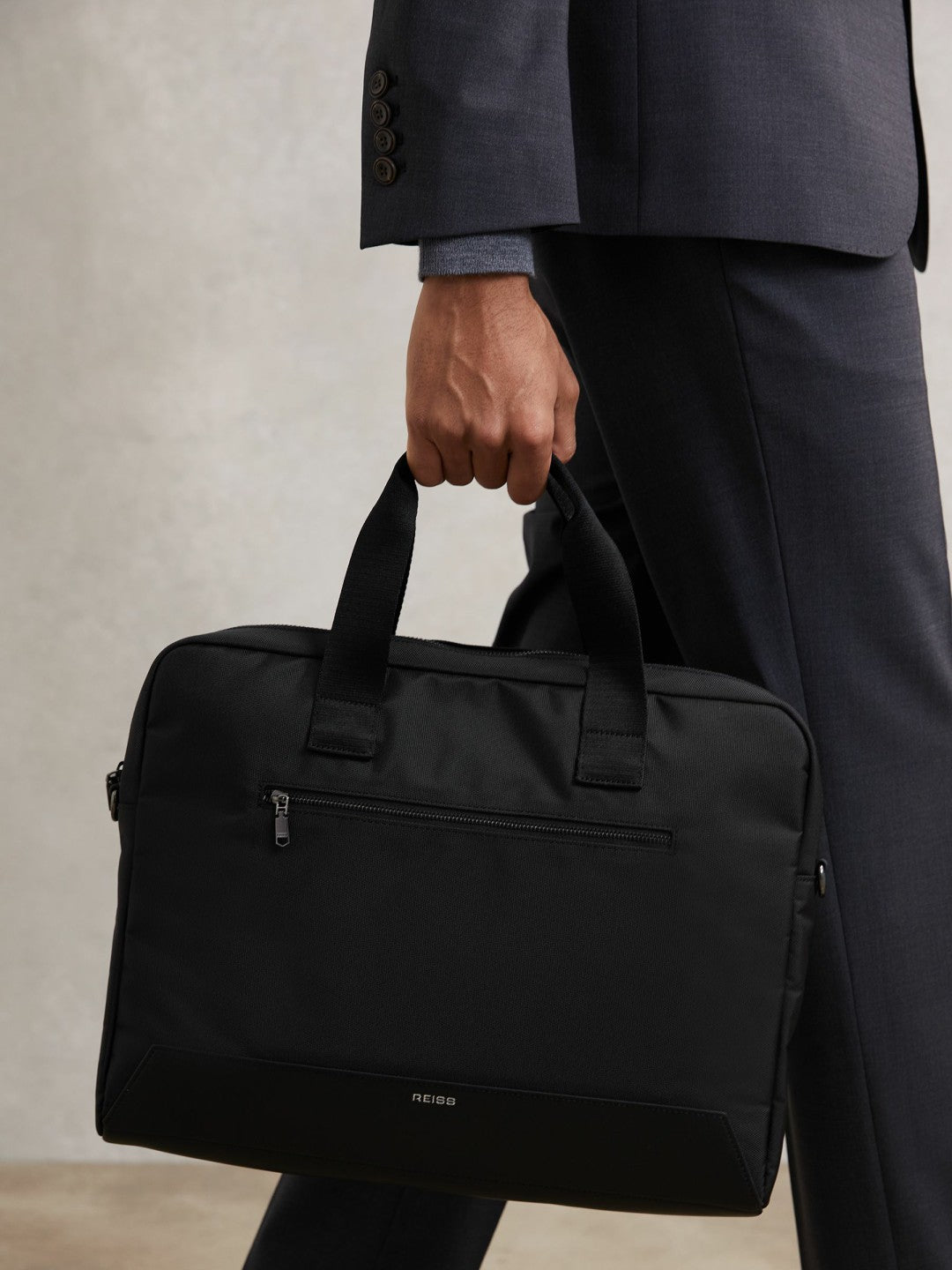Reiss Woven Briefcase in Black