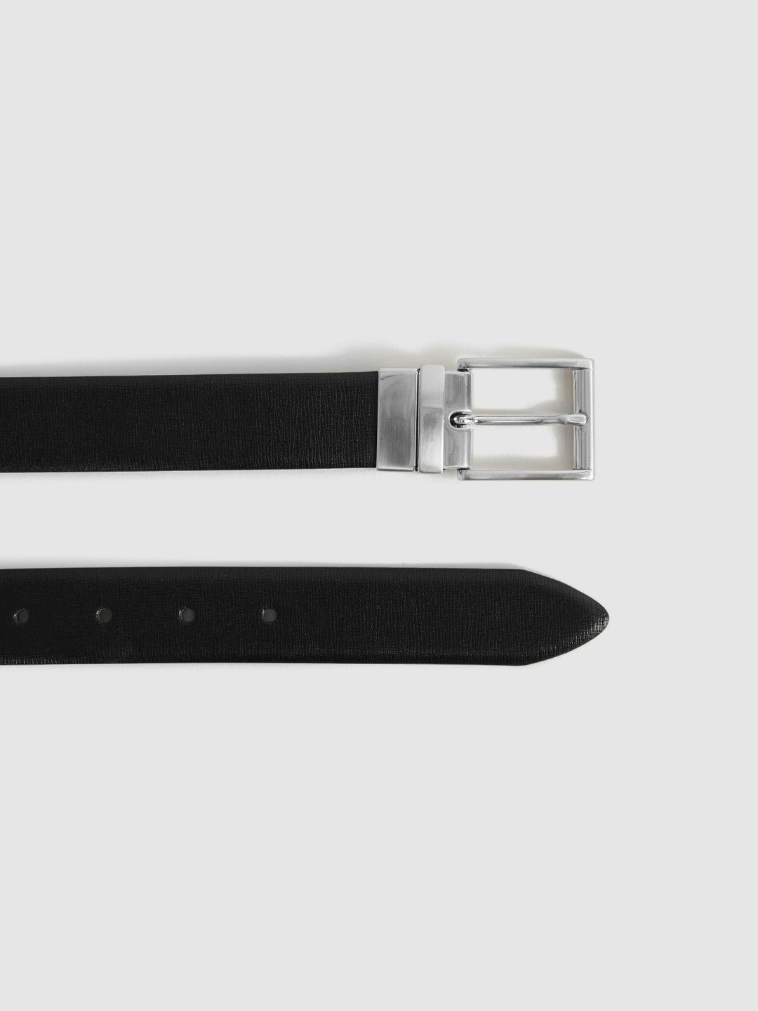 Reiss Reversible Leather Belt in Black