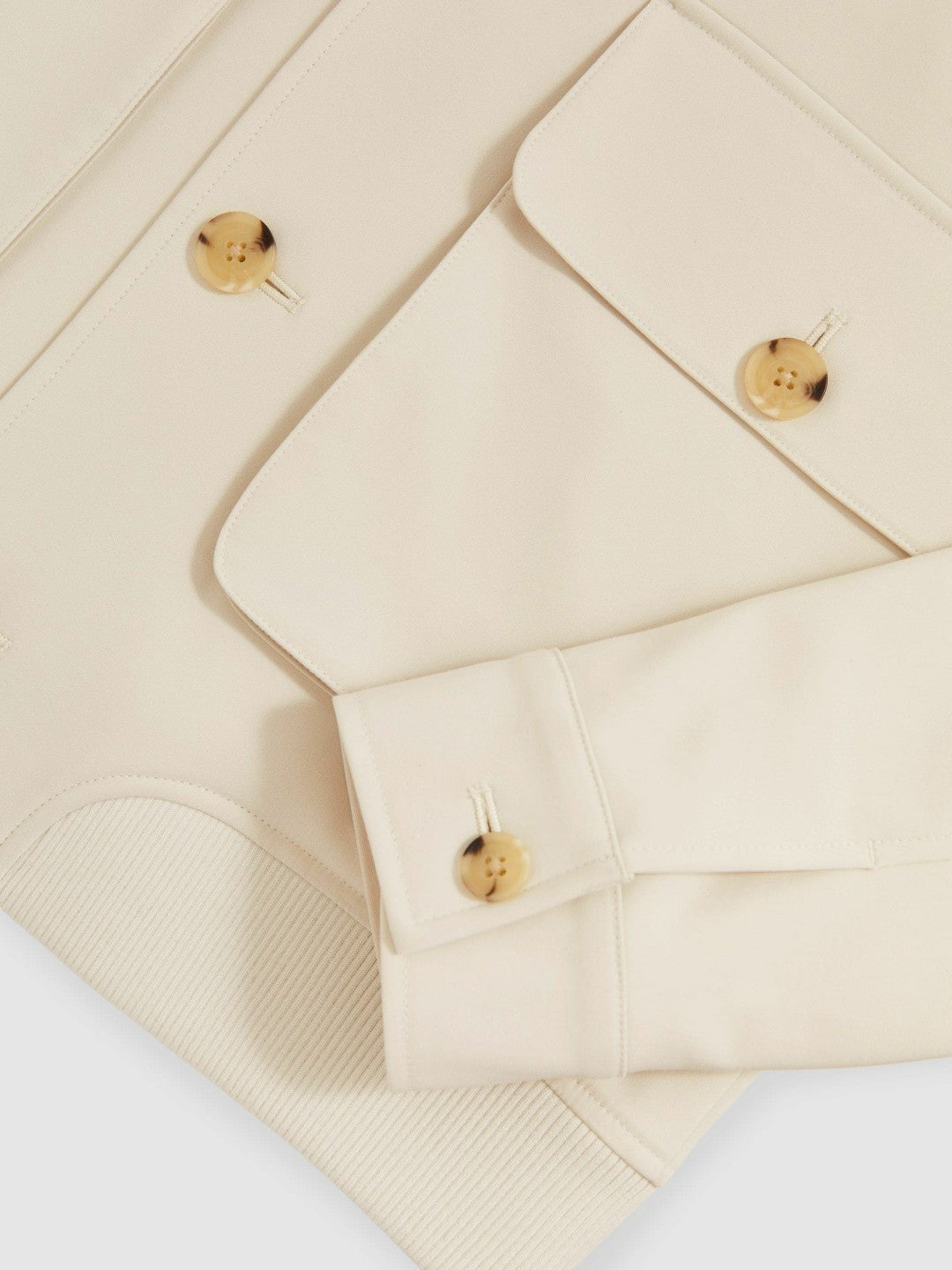 Reiss Cotton-Blend Button-Through Jacket in Light Stone