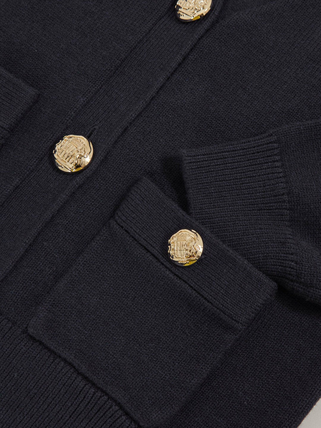 Reiss 13-14 yrs Knitted Embossed-Button Cardigan in Navy