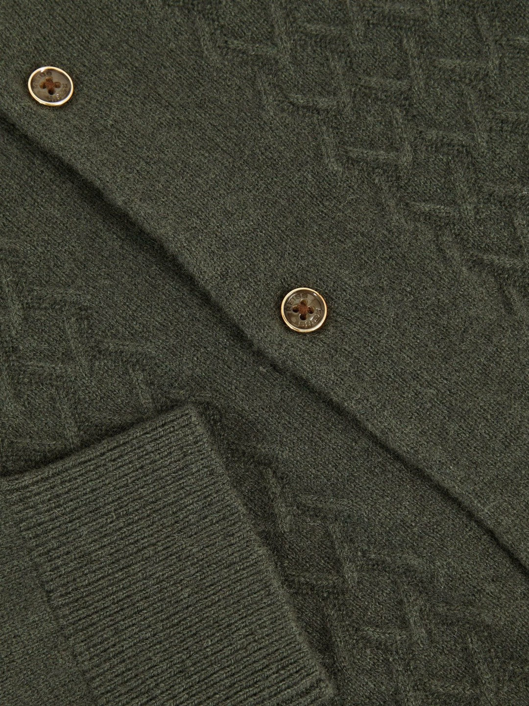 Reiss 13-14 yrs Wool V-Stitch Button-Through Cardigan in Forest Green