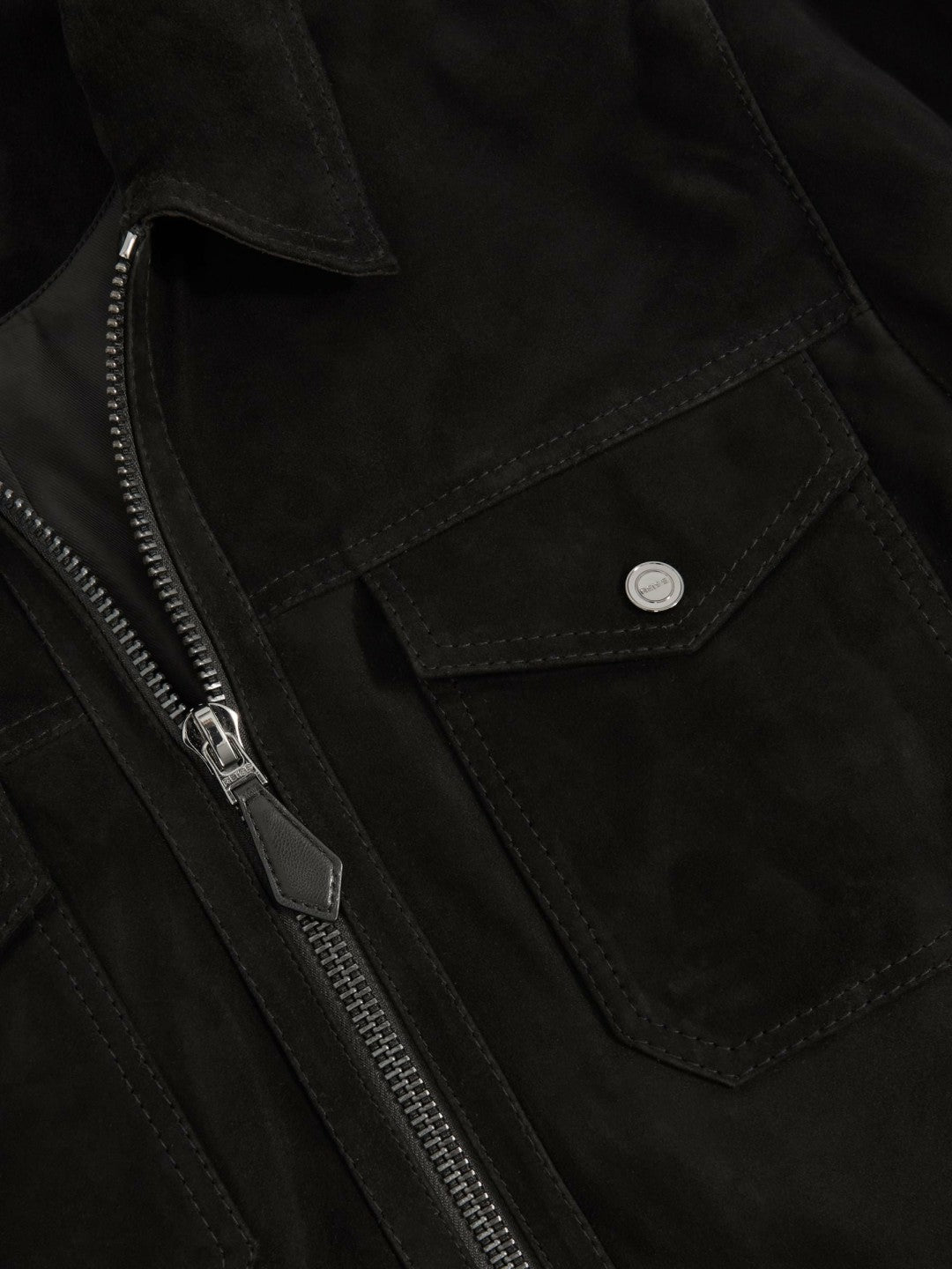 Reiss Suede Zip Through Jacket in Black