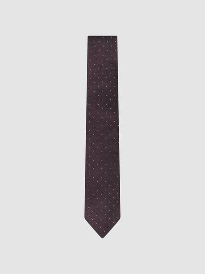 Reiss Polka Dot Silk Tie in Burgundy