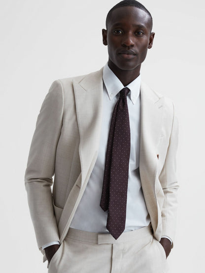 Reiss Polka Dot Silk Tie in Burgundy