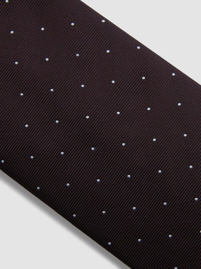 Reiss Polka Dot Silk Tie in Burgundy
