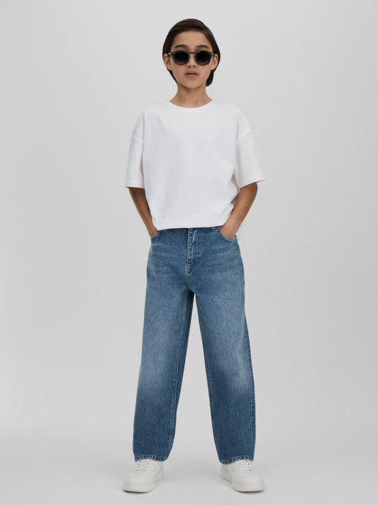 Reiss 3-9 yrs Loose Fit Adjuster Jeans in Mid Blue