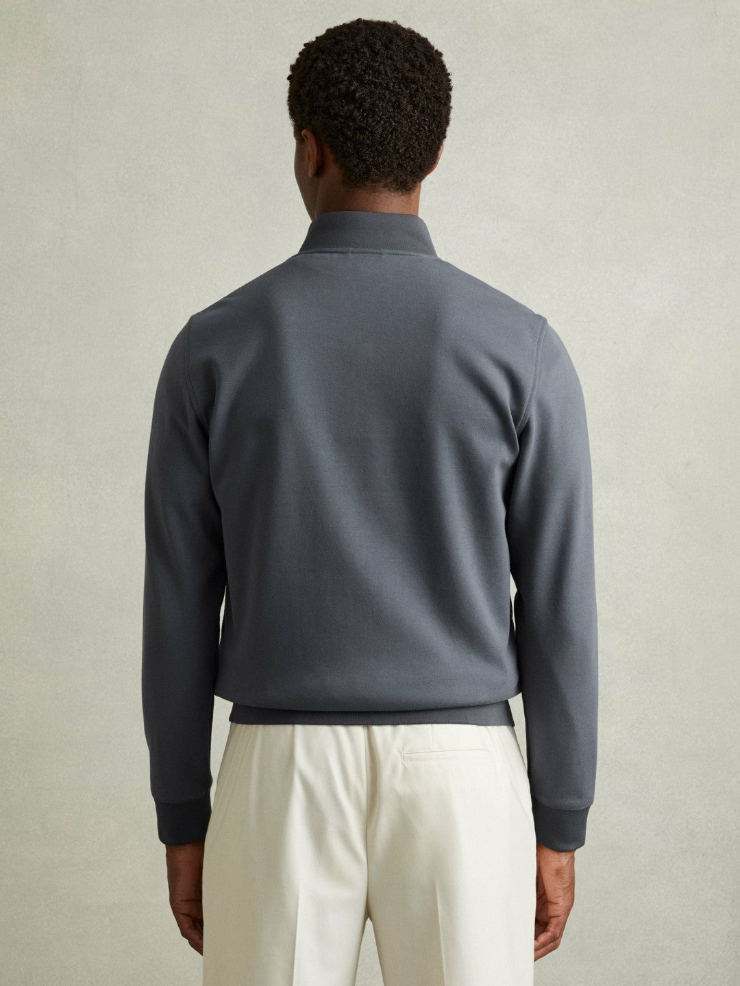 Reiss Hybrid Quilt and Knit Zip-Through Jacket in Airforce Blue