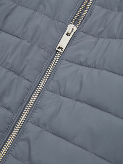 Reiss Hybrid Quilt and Knit Zip-Through Jacket in Airforce Blue