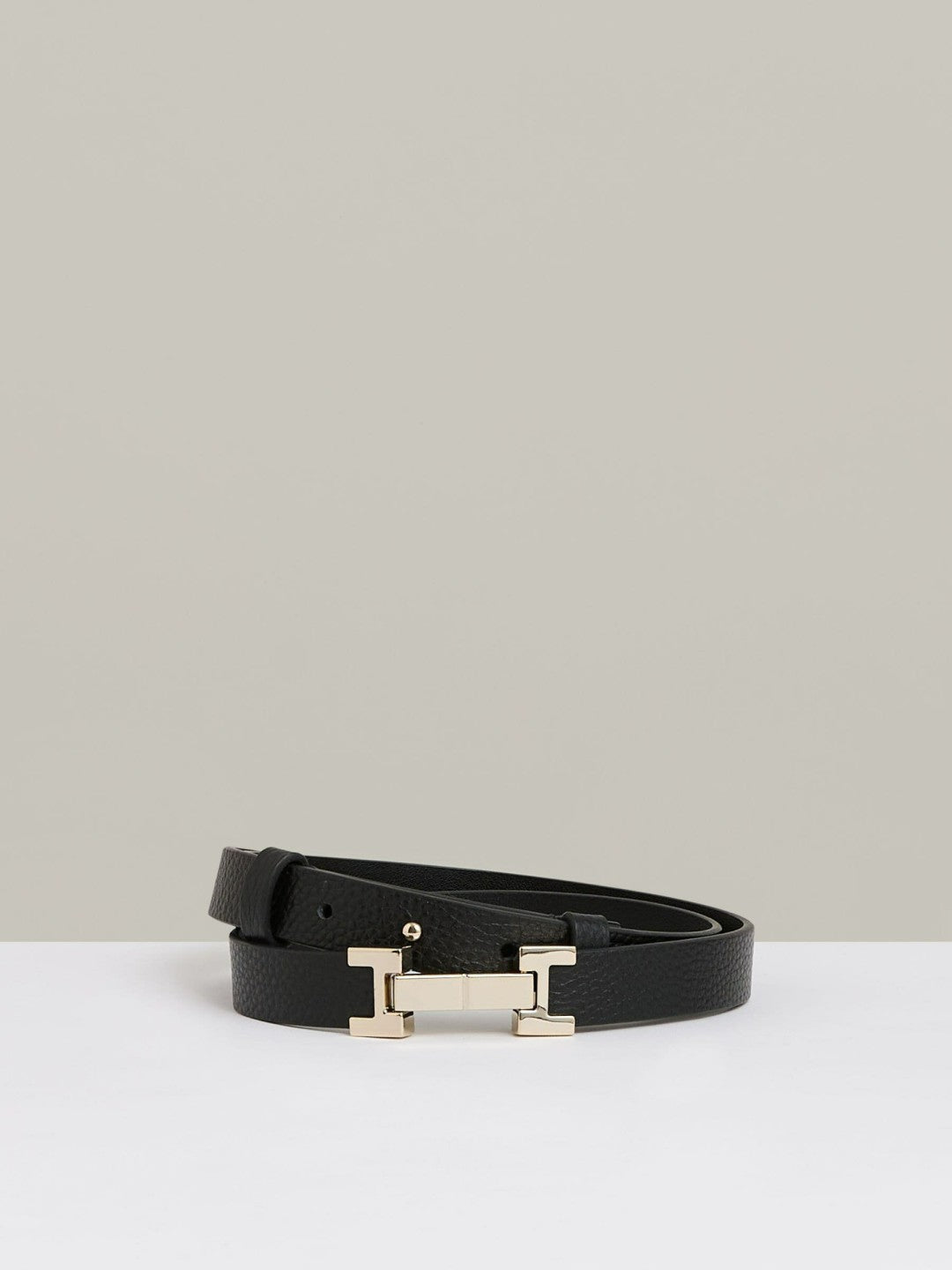 Reiss Leather Square Hinge Belt in Black