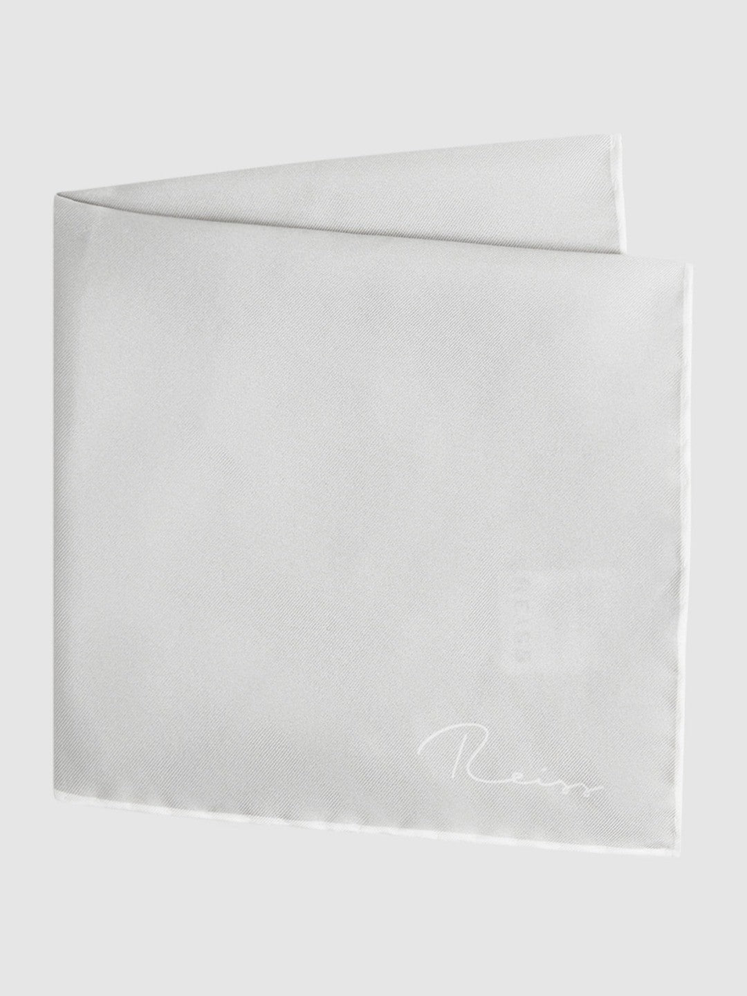 Reiss Plain Silk Pocket Square in Silver