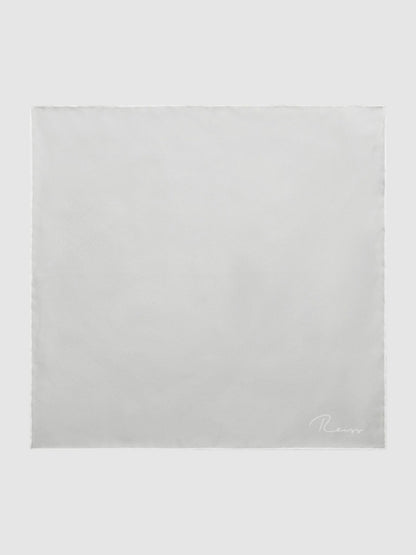 Reiss Plain Silk Pocket Square in Silver