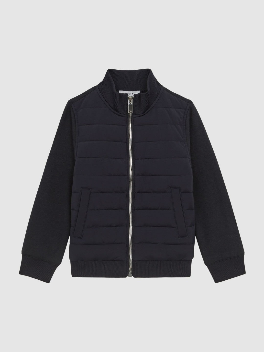 Reiss 3-9 yrs Funnel Neck Quilted Hybrid Jacket in Navy