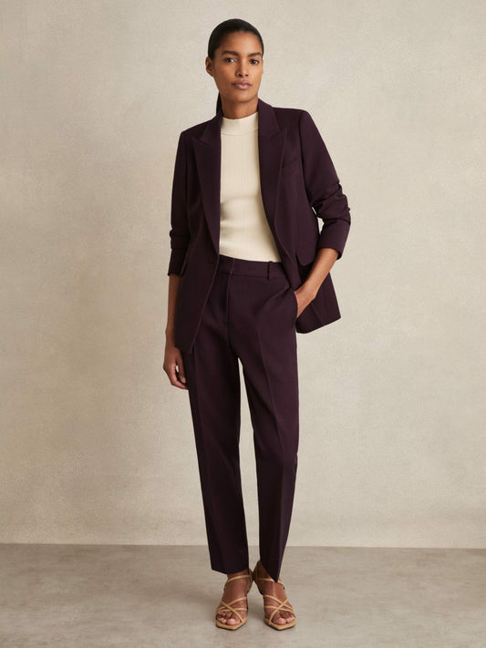 Reiss Slim Fit Suit Trousers in Berry