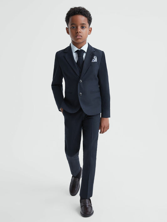 Reiss 9-14 yrs Wool Blend Single Breasted Blazer in Navy