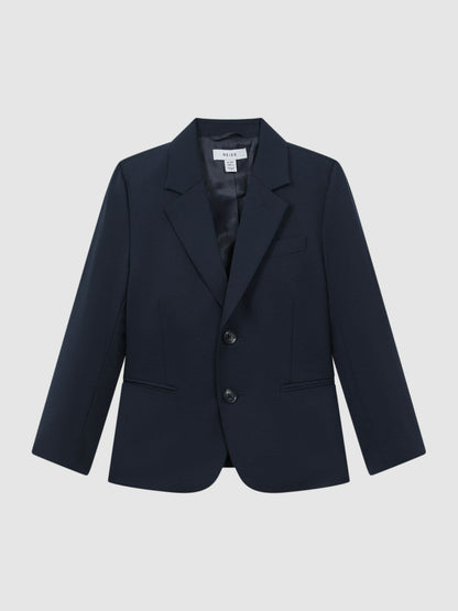 Reiss 9-14 yrs Wool Blend Single Breasted Blazer in Navy
