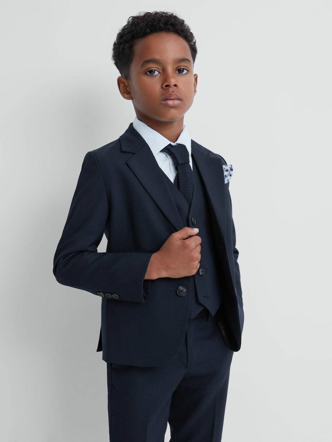 Reiss 9-14 yrs Wool Blend Single Breasted Blazer in Navy