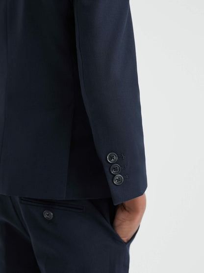 Reiss 9-14 yrs Wool Blend Single Breasted Blazer in Navy