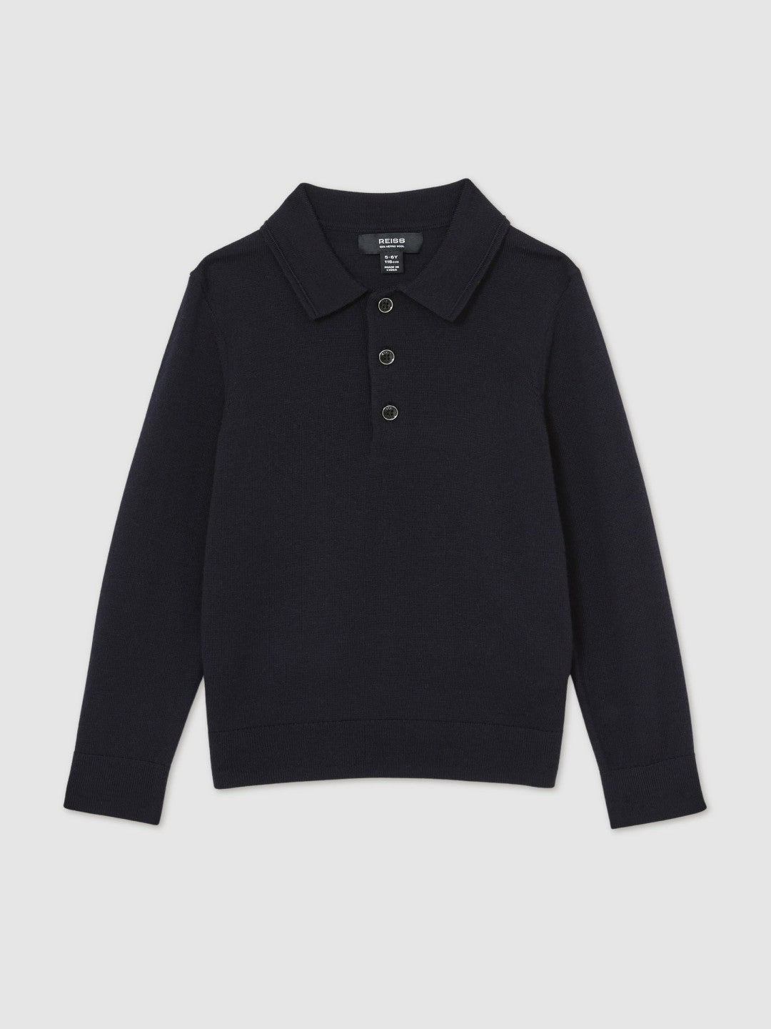 Reiss 3-9 yrs Merino Wool Polo Shirt in Navy