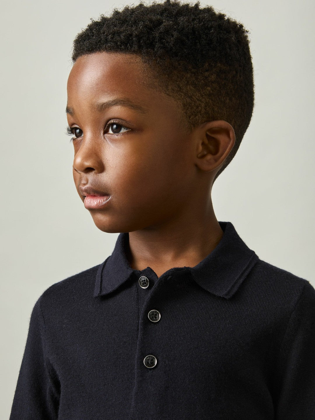 Reiss 3-9 yrs Merino Wool Polo Shirt in Navy