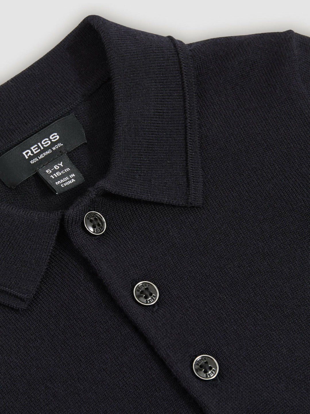 Reiss 3-9 yrs Merino Wool Polo Shirt in Navy