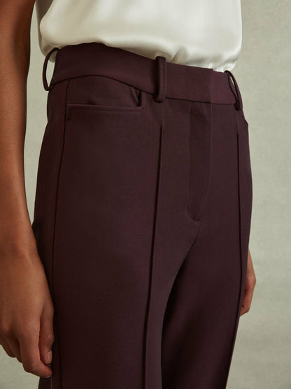Reiss Flared Suit Trousers in Berry