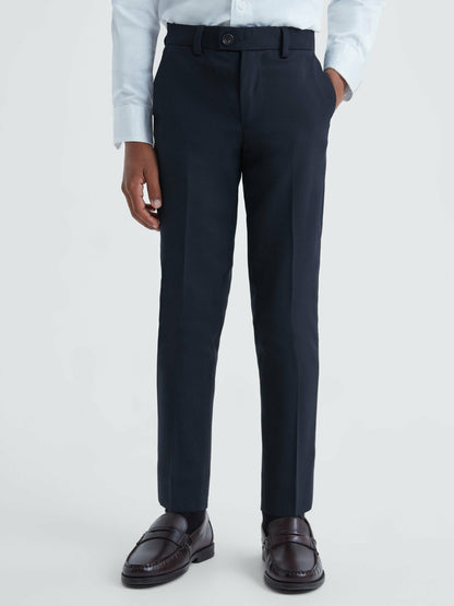 Reiss 9-14 yrs Wool Blend Adjustable Trousers in Navy
