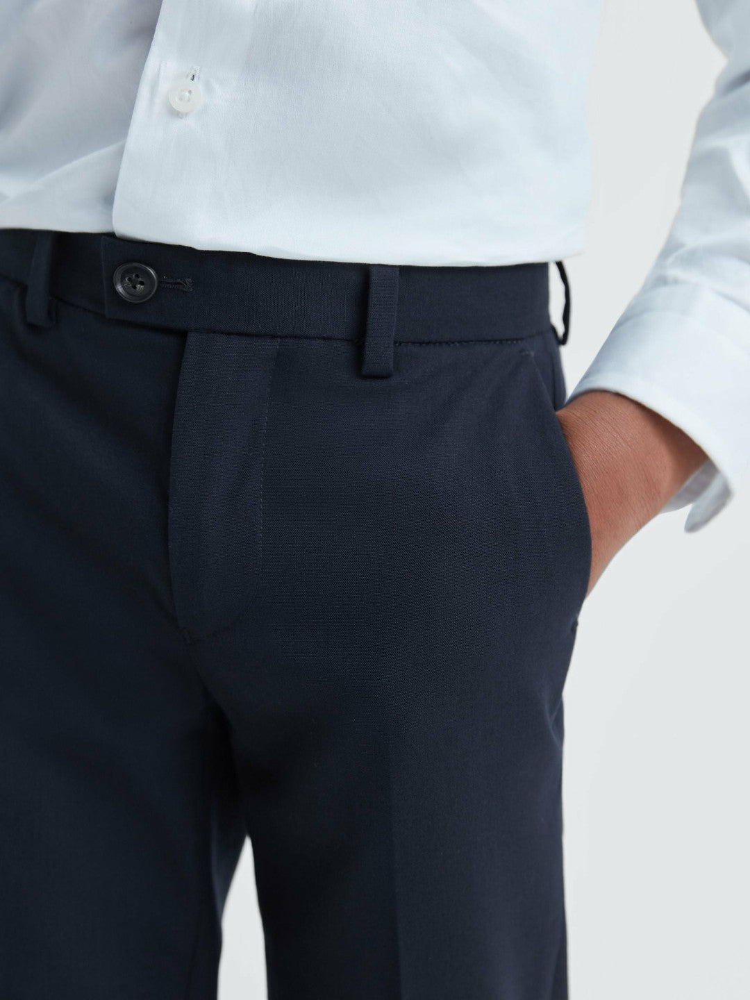 Reiss 9-14 yrs Wool Blend Adjustable Trousers in Navy