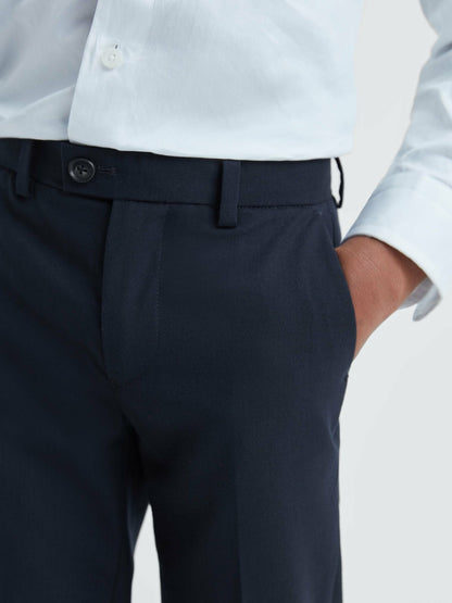 Reiss 9-14 yrs Wool Blend Adjustable Trousers in Navy