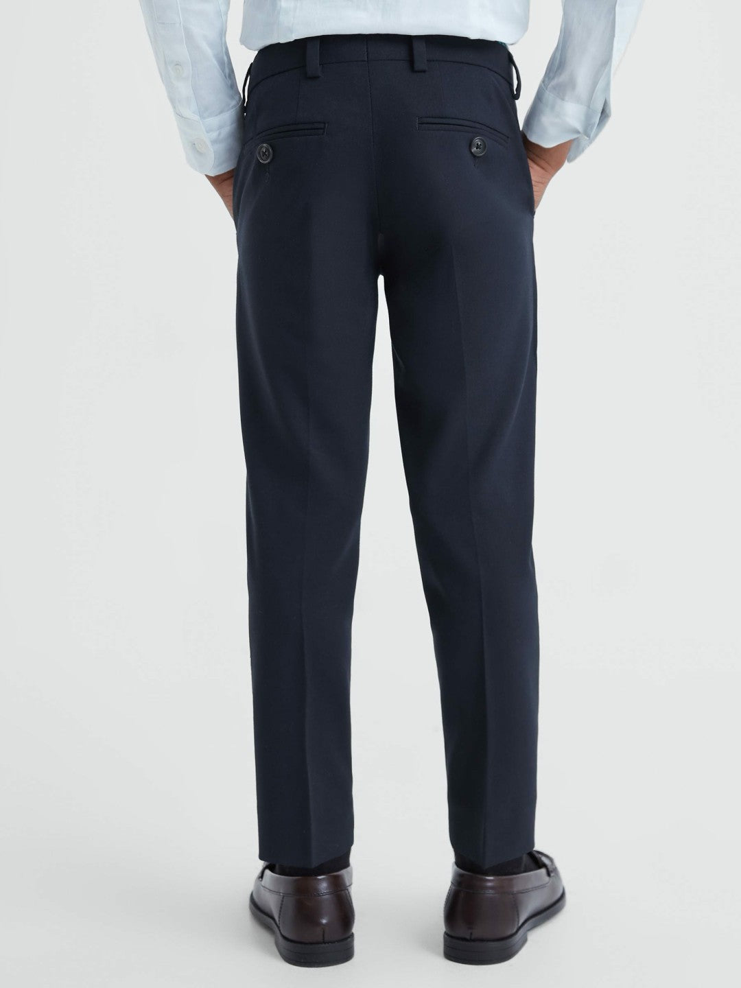 Reiss 9-14 yrs Wool Blend Adjustable Trousers in Navy
