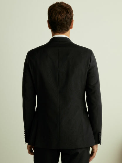 Reiss Double Breasted Tuxedo Slim Fit Jacket in Black