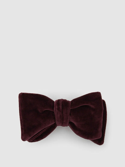 Reiss Velvet Bow Tie in Bordeaux