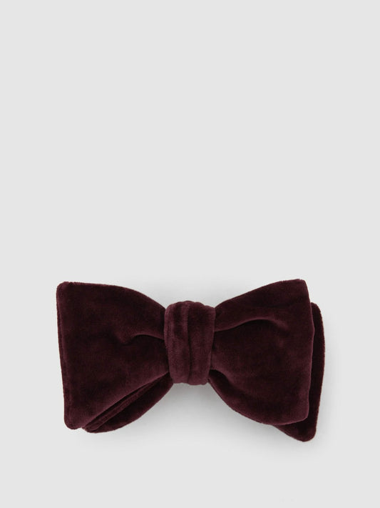 Reiss Velvet Bow Tie in Bordeaux