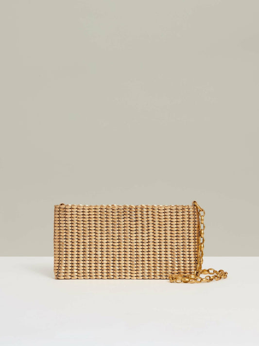 Reiss Beaded Removable Strap Shoulder Bag in Gold
