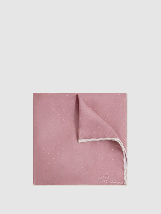 Reiss Polka Dot Silk Pocket Square in Pink