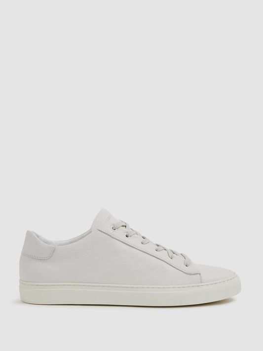 Reiss Harrys of London Grained Leather Trainers in White