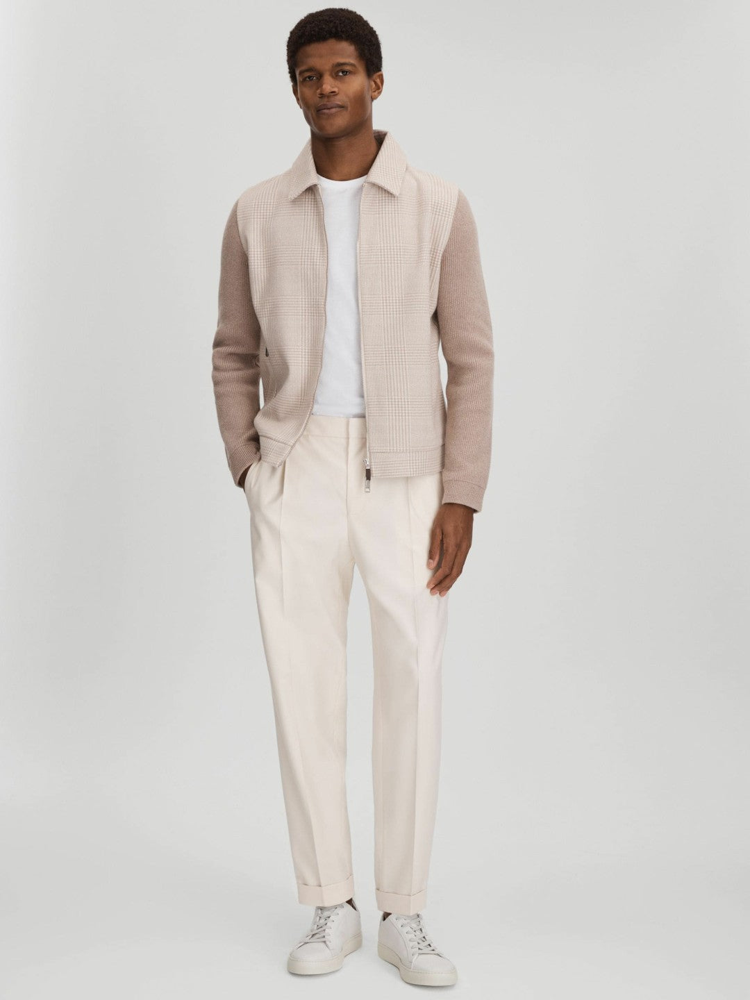 Reiss Harrys of London Grained Leather Trainers in White
