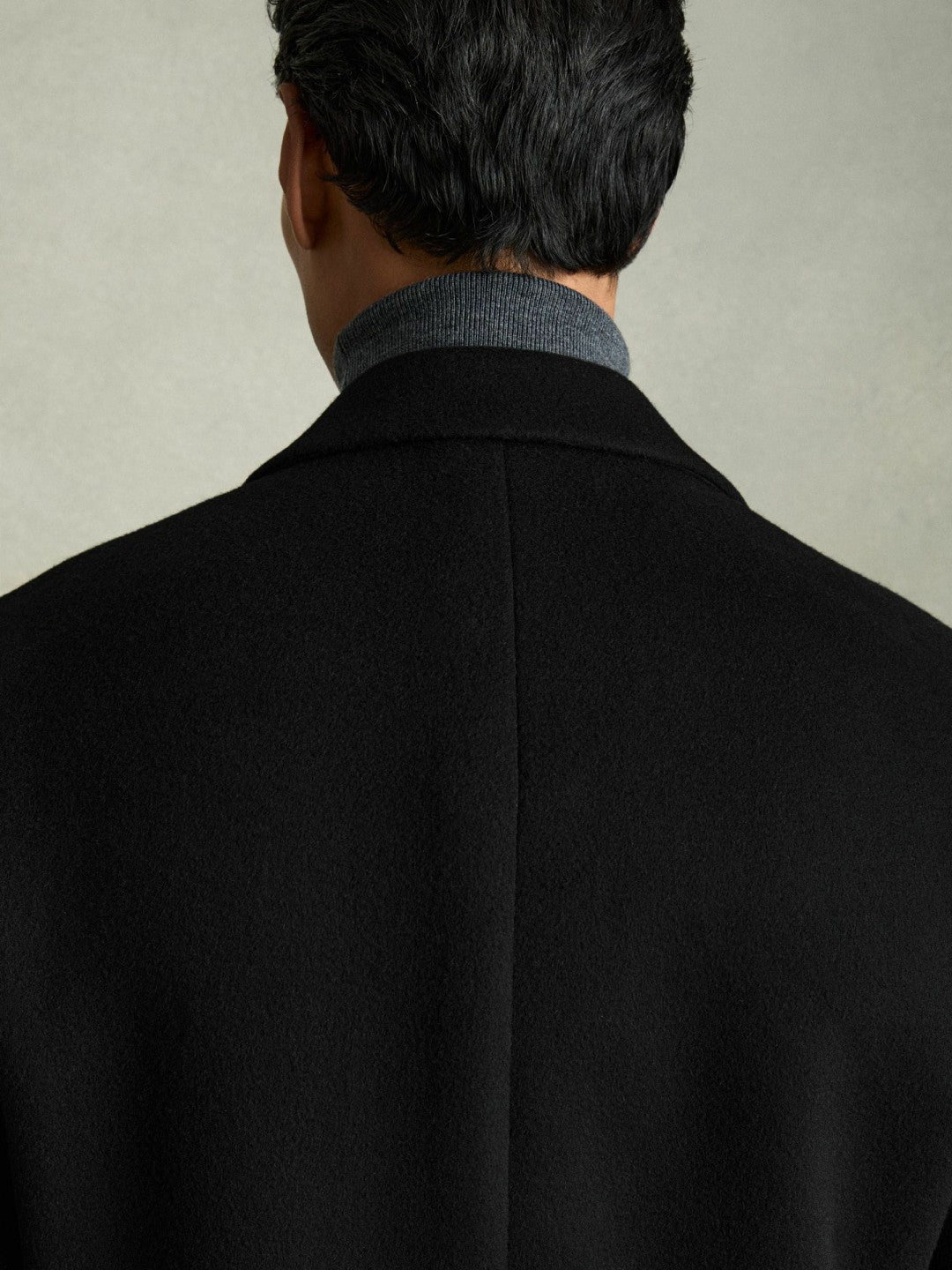Reiss Wool Blend Single Breasted Epsom Overcoat in Black